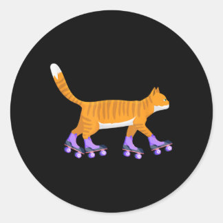 Schaatsende Kat Inline Skateboard Schaatsen Schaat Ronde Sticker
