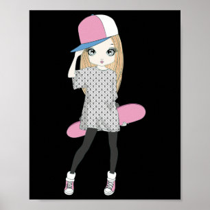Schaatsende meisjes schaatsen skateboard doen een poster