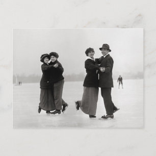 Schaatsende Paren, 1915 Briefkaart