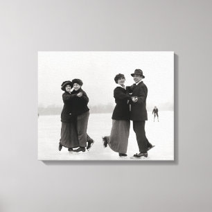 Schaatsende Paren, 1915 Canvas Afdruk