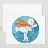 Schaatsende Sneeuwman Kaart (Voorkant / Achterkant)