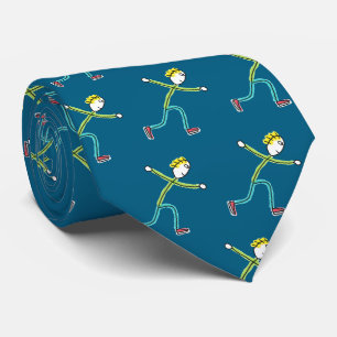 Schaatsende Stickman Stropdas