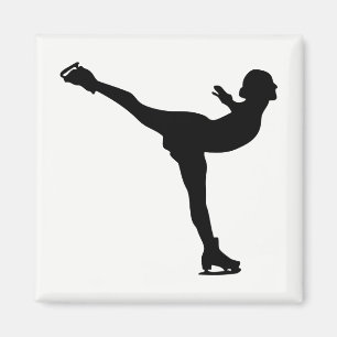 Schaatsende Vrouw Silhouet Magneet
