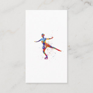 Schaatser in aquarel visitekaartje