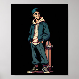 Schaatser Jongen – Grunge Skateboarden Grafisch On Poster