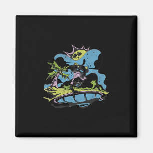 Schaatser Panther Onder Een Funky Zon - Retro Cart Magneet