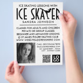 Schaatser Silhouet Logo, Schaatsles Advertentie Flyer (Hand)