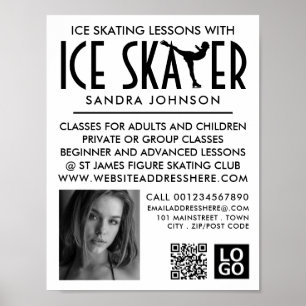 Schaatser Silhouet Logo, Schaatsles Advertentie Poster