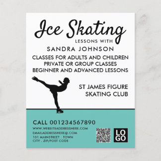 Schaatser Silhouet, Schaatsles Advertentie Flyer