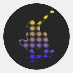 Schaatser Stip Silhouette Minimaal Retro Skateboar Ronde Sticker