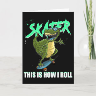 Schaatser T-rex Dinosaur Dit Is Hoe Ik Skateboard Kaart