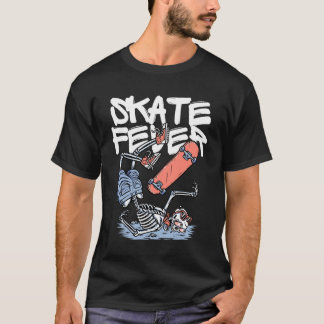 Schaatskoorts – Skelet Schaatsers Street Art Desig T-shirt