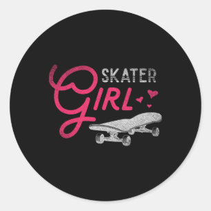 Schaatsmeisje Skateboarder Vrouwen Meisjes Schaats Ronde Sticker