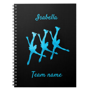 Schaatsnotitieboek met turquoise blauwe lijn voor notitieboek