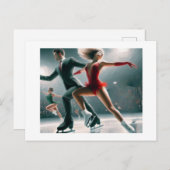 schaatspaar, briefkaart (Voorkant / Achterkant)