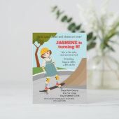 Schaatspark Pret Meisje Verjaardagsfeestje Uitnodiging Briefkaart (Staand voorkant)