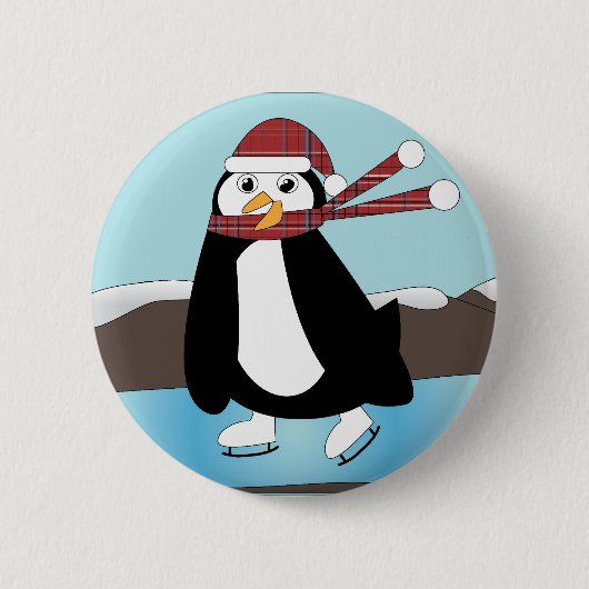 Schaatspinguïn Button (Voorkant)