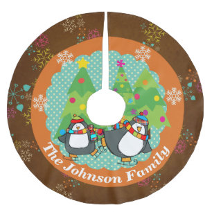 Schaatspinguïns en kerstbomen boomrok 3 kerstboom rok