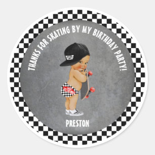 Schaatsplank Jongen Hoed Skater Rood Grijs Zwart G Ronde Sticker