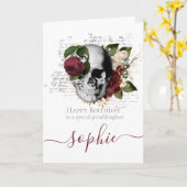 Schaatsplank Rode Schedel Verjaardagskaart kleind Kaart (Gele Bloem)