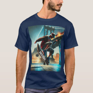Schaatstrucs onder de Brooklyn Bridge NYC-straat T-shirt