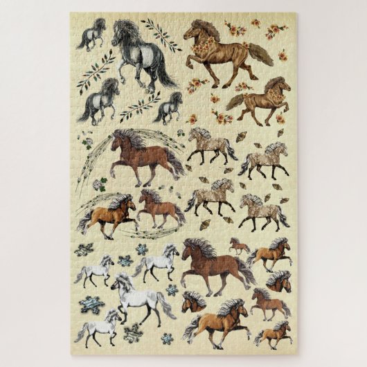 Schadelijke IJslandse paarden Legpuzzel (Verticaal)