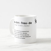 Schadenfreude* is mijn Happy Place Coffee Mok (Voorkant links)