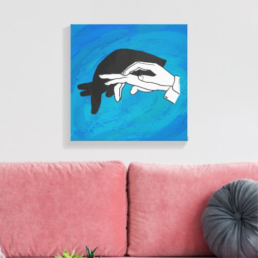 Schaduw Anteater op blauw Canvas Afdruk (Insitu (Woonkamer))