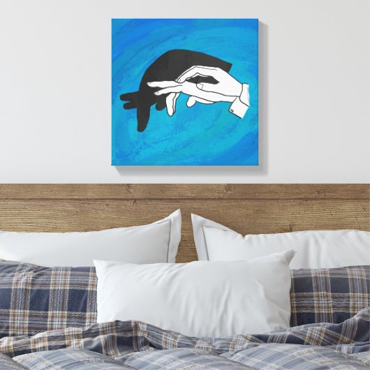 Schaduw Anteater op blauw Canvas Afdruk (Insitu (Slaapkamer))
