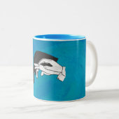 Schaduw Anteater op blauw Tweekleurige Koffiemok (Voorkant rechts)