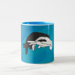 Schaduw Anteater op blauw Tweekleurige Koffiemok