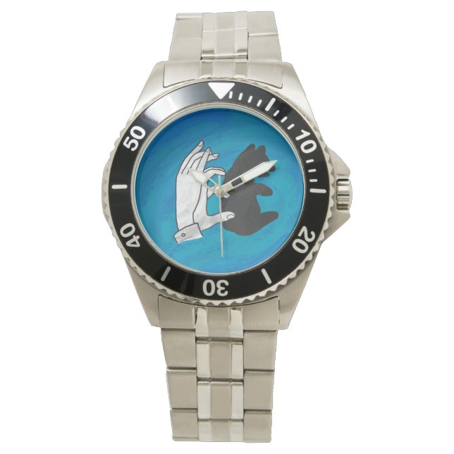 Schaduw Beer snijwond blauw Horloge (Voorkant)