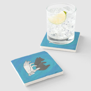 Schaduw Beer snijwond blauw Stenen Onderzetter