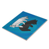 Schaduw Beer snijwond blauw Tegeltje (Zijkant)