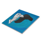 Schaduw Camel op blauw Tegeltje (Zijkant)