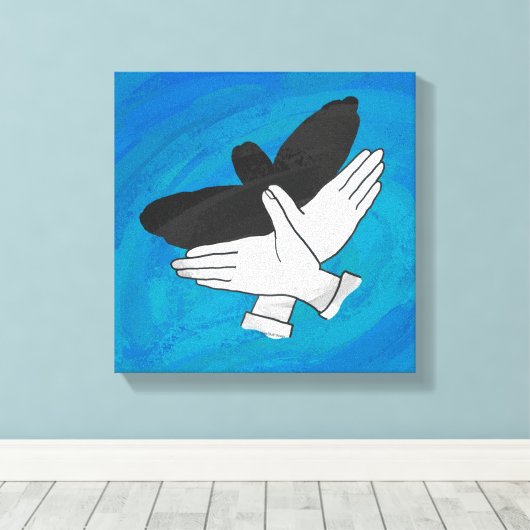 Schaduw Eagle op blauw Canvas Afdruk (Insitu (Houten vloer))