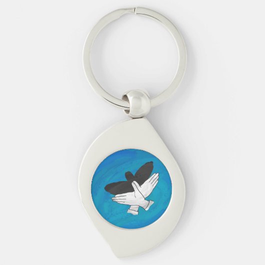 Schaduw Eagle op blauw Sleutelhanger (Voorkant)