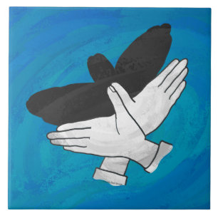 Schaduw Eagle op blauw Tegeltje