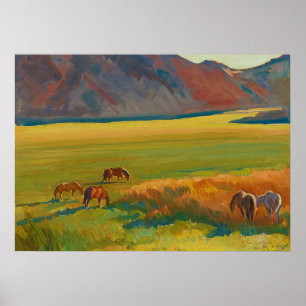 Schaduw en paarden door Maynard Dixon Poster