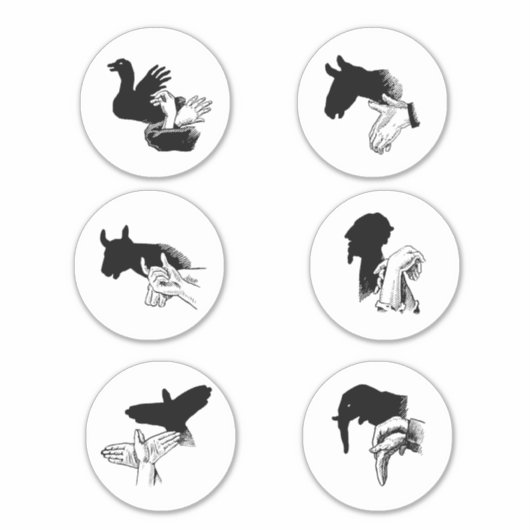 Schaduw-handpoppen  illustraties sticker (Voorkant)
