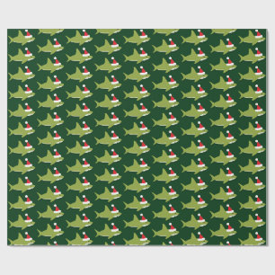 Schaduw in Santa Hat Green Holiday Kerstmis Cadeaupapier