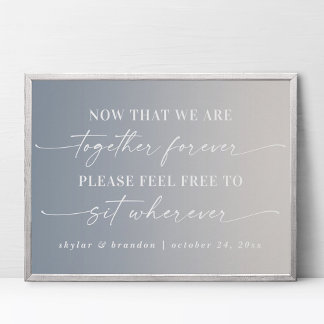 Schaduw Ivory & Blue Seating Wedding Ceremony Sign Poster