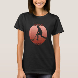Schaduw met de floorball in een rode cirkel t-shirt