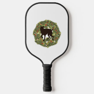 Schaduw Silhouet Bokser Hond in een Krans Pickleball Paddle