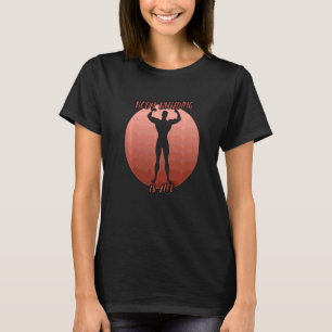 Schaduw van de lichaamsbouw in een rode cirkel t-shirt
