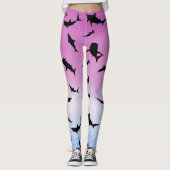 schaduw vis haai walvis op gradiënt Regenboog Leggings (Voorkant)