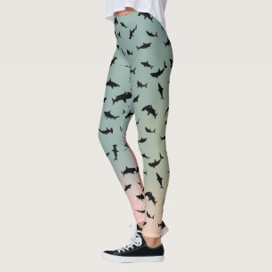 schaduw vis haai walvis op gradiënt regenboog ocea leggings