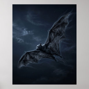 Schaduw vleermuis maanverlichte grot poster