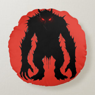 Schaduwdemon Monster Rode Ogen Horror cadeau Rond Kussen