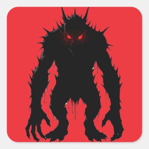 Schaduwdemon Monster Rode Ogen Horror cadeau Vierkante Sticker